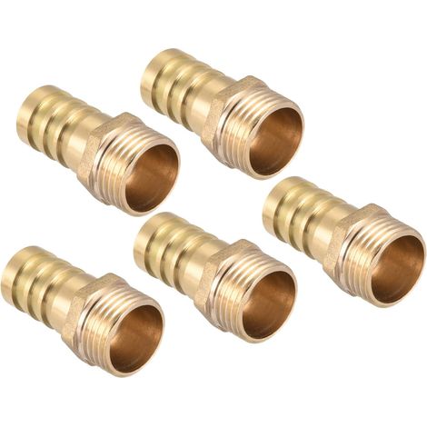 16mm Raccord Cannelé À G1/2 Filet Mâle Tuyau Laiton Or 5Pcs (1/5)