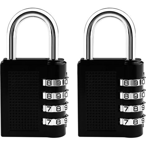 Lot de 2 Cadenas Code 4 Chiffres, Cadenas à Code Alliage de Zinc, Serrure Combinée avec Réglable Individuellement, Étanche Cadenas Code Casier pour Portails,Valise, Garage, Boîte à Outils (1/5)