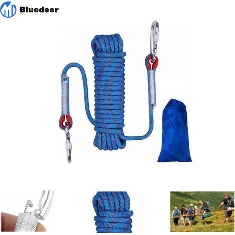 Corde d'escalade statique 20 m – Nylon résistant 12 mm – Force de traction 2100 kg – Pour sauvetage et canyoning (1/4)