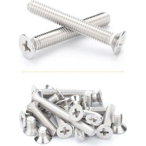 Vis à métaux - - S1060024917 - Tête fraisée cruciforme Phillips - Inox 304 - M6 x 60 mm (lot 10) (1/4)