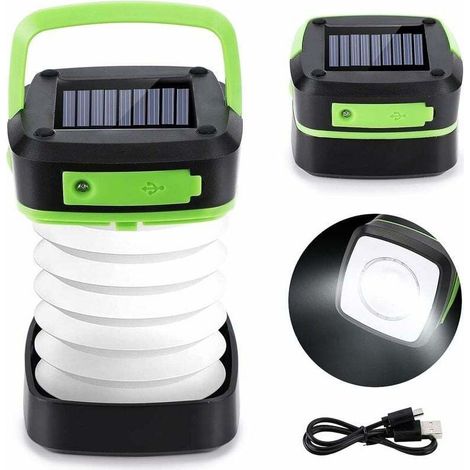 Campinglaterne, Solar- und USB-aufladbare LED-Campinglaterne, tragbare Faltlaterne mit 3 Modi, Campinglampe mit Powerbank-Funktion für Camping, Ausflüge, Rettungseinsätze und Notfälle - Crezuo