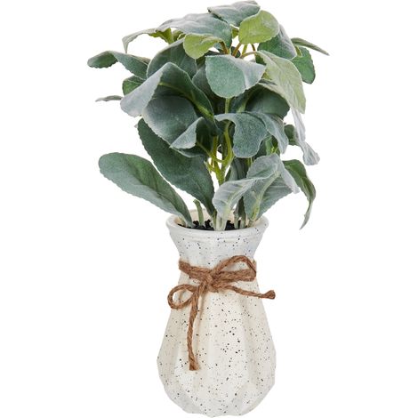 Planta artificial en maceta planta oreja de cordero decoración interior de plástico 30 cm Peperomia Argyreia