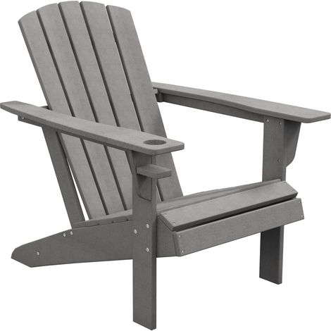 Ergonomischer Gartenstuhl aus wetterbeständigem HDPE, Maße 75 x 87 x 90 cm, Farbe: Grau