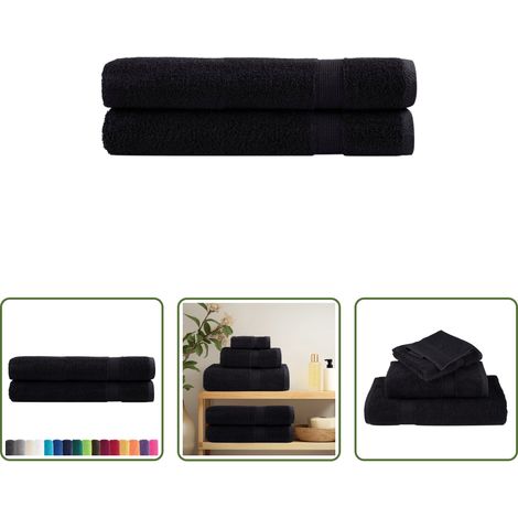 Saunatücher - Premium-Saunatücher SOLUND 2 Stk. Schwarz 80x200 cm 600 g/m² (1/5)