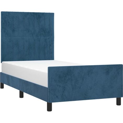 vidaXL Cadre de lit sans matelas bleu foncé 90x190 cm velours (1/5)