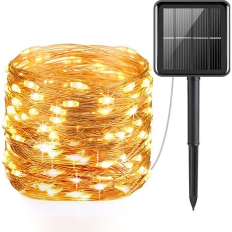 Guirlande lumineuse solaire Extérieur 20 m 200 LED Guirlande lumineuse solaire 8 modes Étanche Câble en cuivre Guirlande lumineuse décorative pour jardin, terrasse, cour, mariage, fête,Lefou Lefou (1/5)