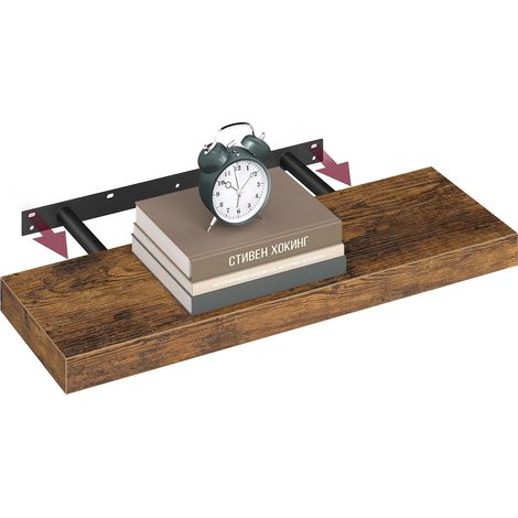 Étagère Murale, Tablettes Flottantes, 60 x 20 x 3,8 cm, Étagères Suspendues pour Cadres Photo, Décoration, Rangement pour Salon, Bureau, Cuisine, Marron Rustique (1/5)