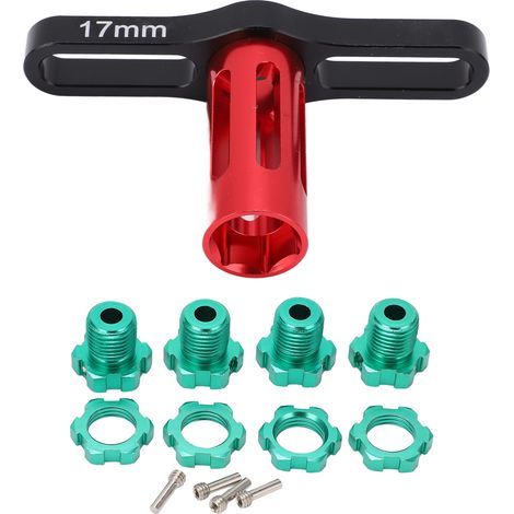 écrous hexagonaux de 17 mm pour moyeux de roue cannelés avec outil de démontage pour Traxxas Summit EREVO 1/10 (vert) (1/5)