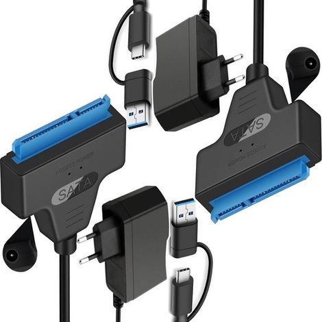 Allecto，Adaptador SATA a USB，Alta velocidad 5 Gbps，Compatible con discos duros y SSD de 2,5 y 3,5 pulgadas，Transferencia de datos fiable (1/5)