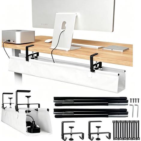 Goulotte de câble de bureau sans perçage - Gestion des câbles sous le bureau - Tissu Oxford 600D - Organiseur de câbles pour multiprise et bloc d'alimentation, bureau à domicile (1/5)