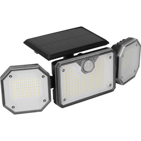 Éclairage solaire extérieur à détecteur de mouvement, 3 têtes, étanche IP65, avec télécommande pour allée ou clôture. (1/5)