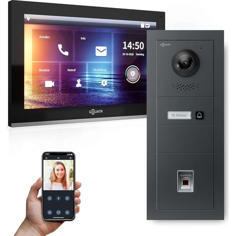 GOLIATH PRO IP Türsprechanlage  Anthrazit  1-Fam  10" HD  Fingerprint  Unterputz  180°