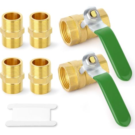 2 Pièces Robinet À Tournant Sphérique, 4 Connecteurs, Laiton, 1/2" BSP, Pour Raccords De Tuyauterie (1/5)