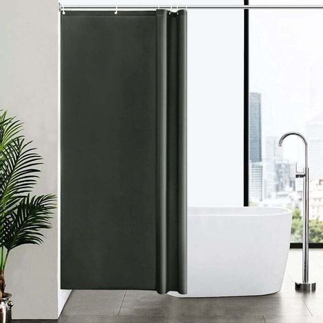 pair Petit Rideau de Douche,Gris Foncé,Anti Moisissure,100 x 200cm,Tissu Polyester,Imperméable,Rideaux Baignoire Lavable en Machine (1/5)