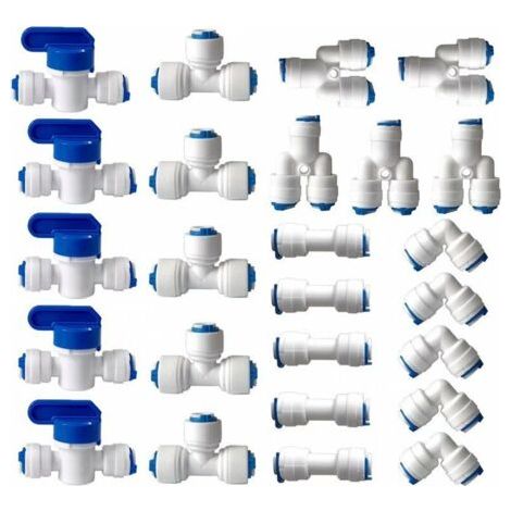 QORVA-Raccord rapide droit 1/4' (6MM) Pushfit – Kit de 25 pièces pour osmoseur – Compatible avec tubes en cuivre, CPVC, PEX, PVC – Installation sans outils