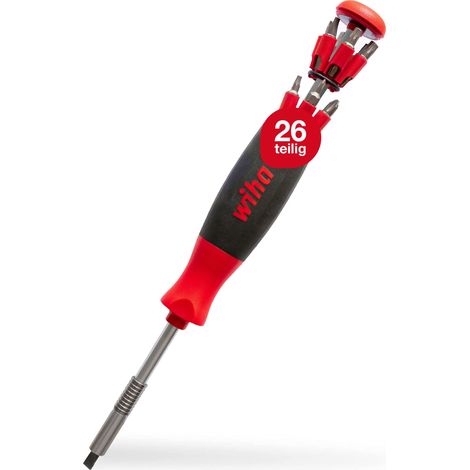 Wiha LiftUp 26one® screwdriver 13 pcs. with double bit set in the handle I bit holder I internal square, internal hexagon, PH, PZ, slotted, TORX (43895)