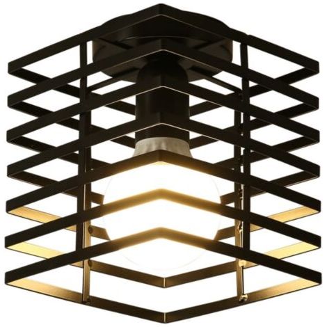 royaluxe- Lampe De Plafond Vintage Plafonnier D'Intérieur En Métal Luminaire Plafonnier Rétro Noire, Pour Salle À Manger, Salon, Balcon, E27 (1/5)