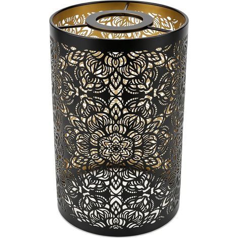 Abat-jour cylindrique en métal décoratif motif circulaire E27 E26 détachable 20 cm x 12 cm (1/5)