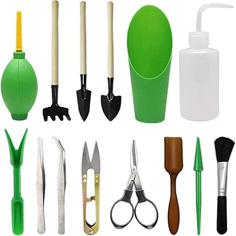 Ahlsen 14 piezas Mini herramienta de mano de jardín herramienta de trasplante de suculentas juego de herramientas de jardín de plantas en miniatura para el cuidado de plantas de jardín de hadas en min (1/5)