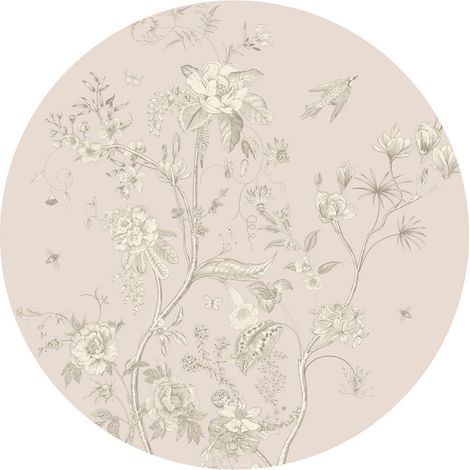 Sticker - Forme ronde Fleurs fanées - 140x140 cm (1/2)