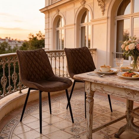 Chaises de salle à manger lot de 2, en simili cuir, dossier ergonomique, marron OKMYHOME (1/5)