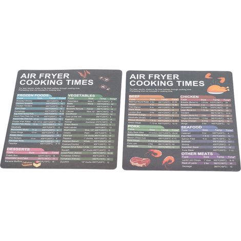 Lot de 2 fiches de cuisson magnétiques pour friteuse : tableau des temps de cuisson facile à lire, accessoire résistant à l'eau et à l'huile pour la cuisine. (1/5)