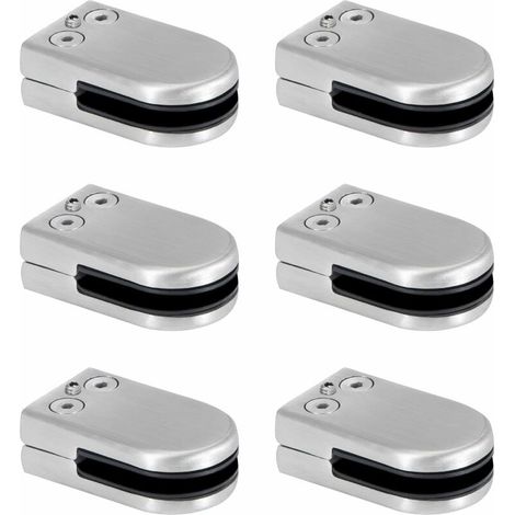 Pince à verre en acier inoxydable – Supports de serrage pour verre 6 à 8 mm – Réglable pour balustrades et escaliers – Lot de 6 pièces
