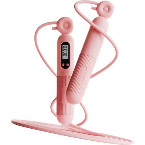 Corde à sauter avec poignée antidérapante et compteur,comptage électronique,convient aux garçons,aux filles et aux enfants (rose)