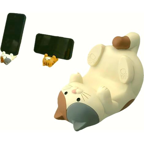 Handyhalterung aus Kunstharz in Katzenform – Stabile Konstruktion hält Smartphones sicher, niedliche Halterung für Katzenliebhaber, Schreibtischaccessoire, 162 g, 8,4 x 5,8 x 5,1 cm