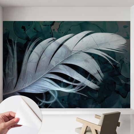 Selbstklebend Tapete - Wandgestaltung - Tapete Wohnzimmer - Flur Eingangsbereich Ätherische Feder 152x104 cm (1/5)
