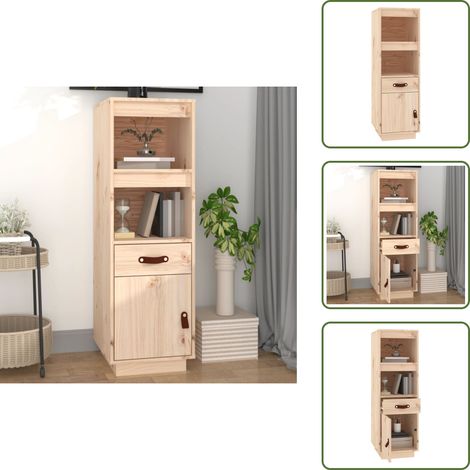 The Living Store Highboard 34x40x108,5 cm Massivholz Kiefer - Kiefer Holz (1/5)