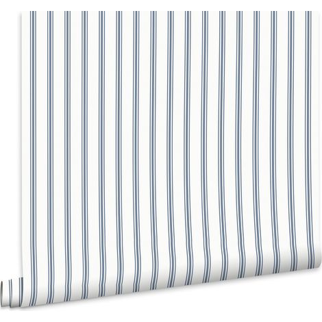 Laura Ashley Farnworth Streifen Vliestapete Blau 10mx52cm