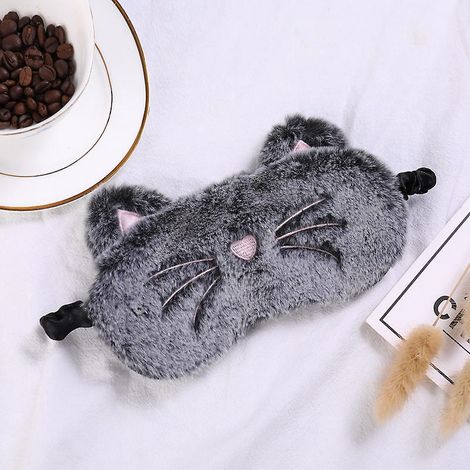 Tierische Schlafmaske für Frauen und Kinder, 3D-Plüschseide, weich, niedliche Verdunkelungsmaske zum Schlafen, Reisen und für die Nachtruhe (1/5)