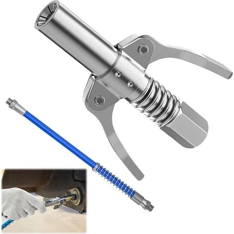 Raccord de Pistolet à Graisse G Coupler avec Tuyau Flexible, Embout Pompe a Graisse Manuelle - Embout Graissage pour Pompe à Graisse - Facile à Installer et Enlever - 1/8" NPT - Robuste et Dura