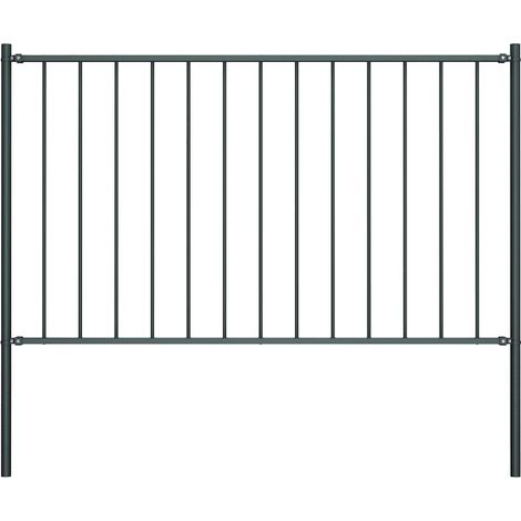 Panneau de clôture-Panneau de Grillage avec poteaux en acier thermolaqué 1,7 x 1,25 m Anthracite (1/4)