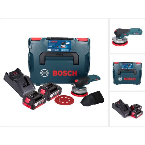 Bosch GEX 18V-125 Levigatrice rotorbitale a batteria professionale 18 V 125 mm brushless + 2x batteria ricaricabile 4,0 Ah + caricabatterie + L-BOXX