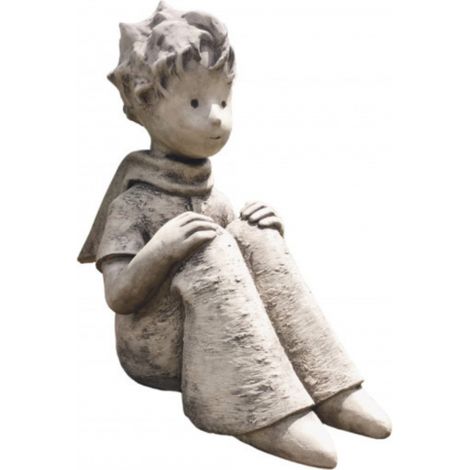 Jardinex – Statue de jardin Petit Prince assis – Béton armé résistant intempéries – Hauteur 52 cm – Décoration originale pour extérieur
