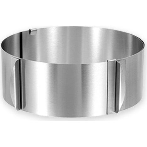 Cercle à Pâtisserie Réglable Ø 16-30cm Moule Gâteau Rond en Acier Inoxydable avec Échelle Extensible pour Dessert, Tarte, Mousse, etc，Hauteur : 8 cm