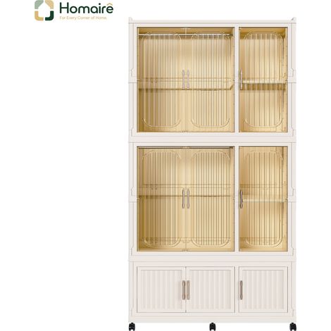 Aufbewahrungsmöbel mit Schubladen, weiß, Holzdekor 92 x 45 x 196 cm HOMAIRE (1/5)