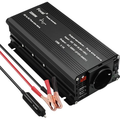 Onduleur à onde sinusoïdale pure, 12V à AC 220V, puissance de crête 1000W, 12V 220V 2200W (1/2)