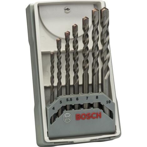 Bosch – Ensemble de 7 forets béton CYL-3 – 4/5/5,5/7/8/10 mm – Double spirale U pour débris – Résistance à l'usure maximale