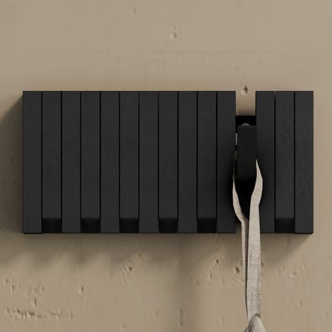 doporro Appendiabiti da Parete in Legno con 7 Ganci Retrattili Attaccapanni Decorativo Nero Opaco per Ingresso Ufficio Camera Twigro-01 (1/5)