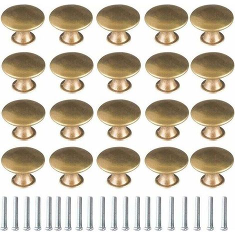 Bouton de Porte Laiton 20 Pièces Vintage Laiton Poignées Boutons de Meuble Boutons Porte de Tiroir Poignée de Meuble Bouton de Meuble Vintage pour Tiroir Armoire Meuble Cuisine de Placard