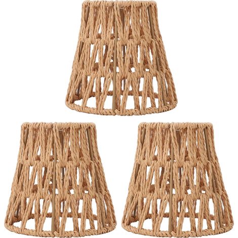Abat-jour - Rotin Tissé À La Main - Cylindrique - Pour Lampadaire Suspension Applique Murale - E14 - Lot De 3 (1/5)