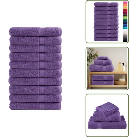 Premium-Handtücher SOLUND 10 Stk. Lila 100x200 cm 600 g/m² - Baumwolle - Handtücher - Badhandtücher - Lila - Violett (1/5)