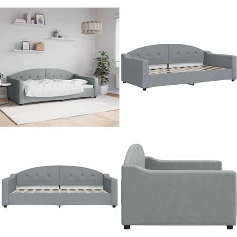 Tagesbett Hellgrau 90x190 cm Stoff - Schlafsofa - Bett - Gästebett - Tagesbett - Wohnzimmermöbel - Home & Living (1/5)