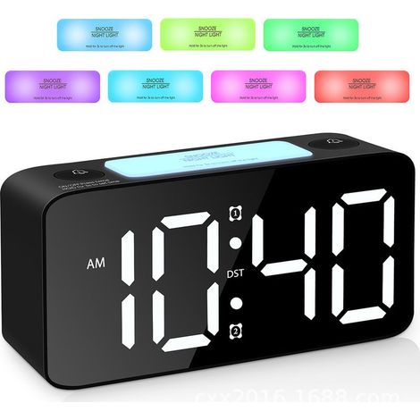 Potente rinascita per traverse di profondità, allarme, orologio digitale notte la luce di 7 colori, volume regolabile, dimmer, caricatore del USB, di piccola dimensione per la camera (1/5)