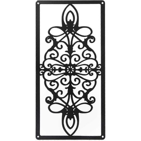 Médallion mural en fer forgé style victorien, décoration rectangulaire pour intérieur et extérieur, art mural métallique ornemental, panneau décoratif vintage (1/5)