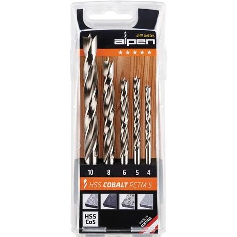 Alpen 0063300005100 Holz-Spiralbohrer-Set 5teilig 4 mm, 5 mm, 6 mm, 8 mm, 10 mm 1 St. (1/2)