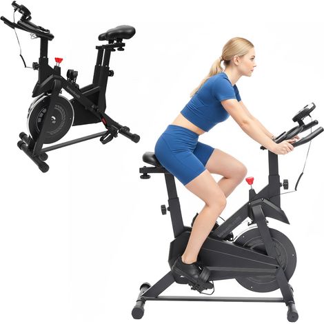 Cyclette cardio da casa Bauerkraft, volano da 4 kg, nera e grigia
